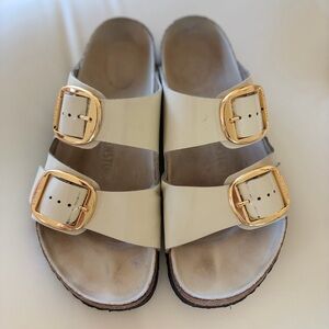 Birkenstock Arizona Big Buckle Sandals with Gold accents. Excellent condition!